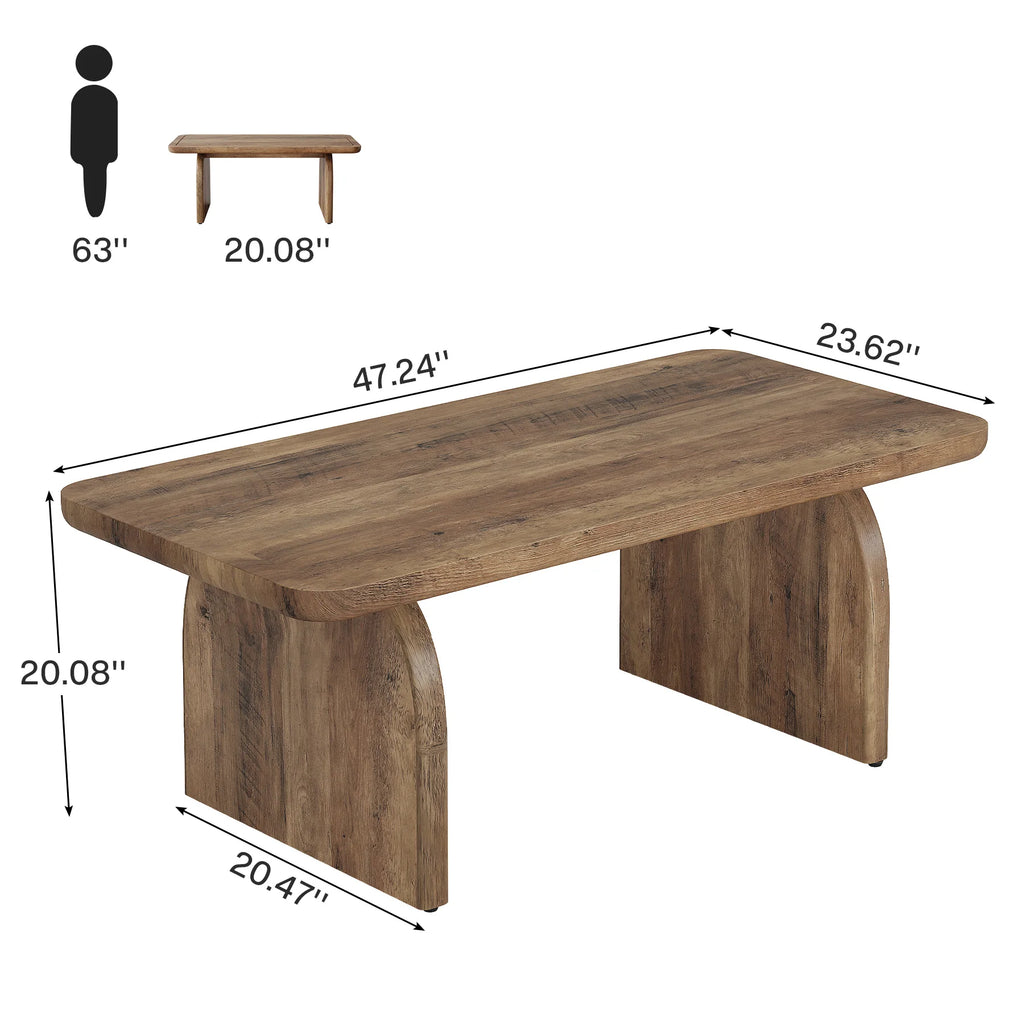 Table basse rectangulaire angles arrondis – Bois brun, 120 cm