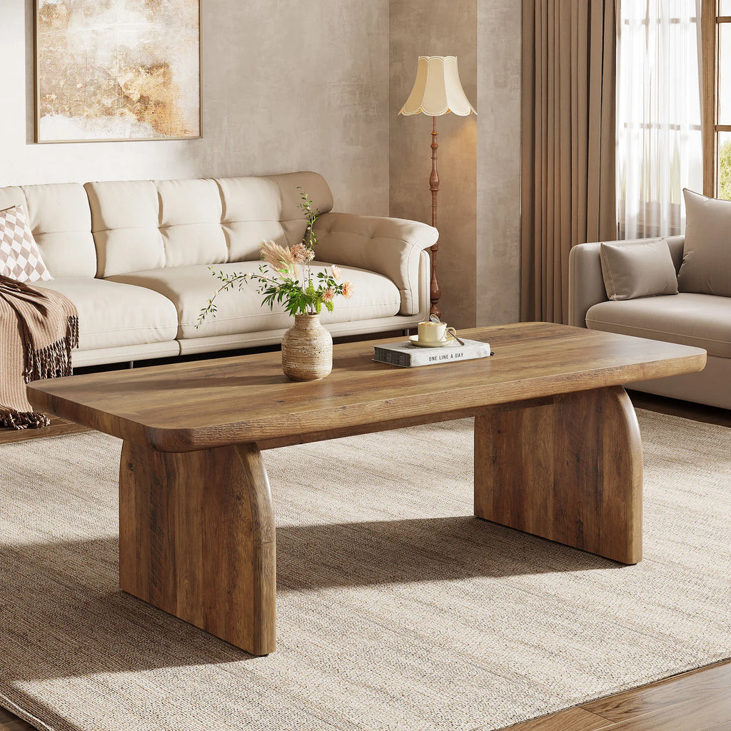 Table basse rectangulaire angles arrondis – Bois brun, 120 cm