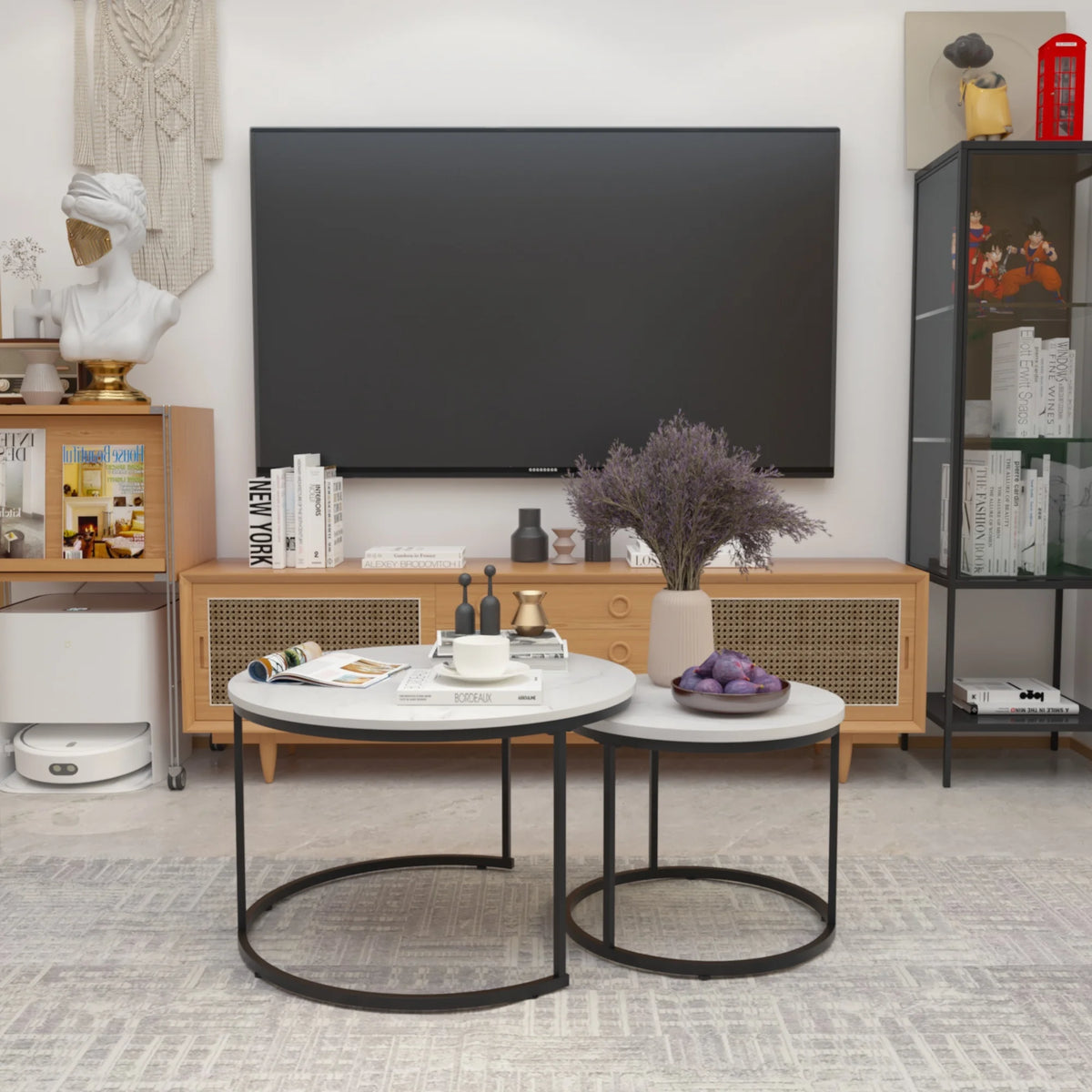 Tables d'appoint plateau effet marbre – Lot de 2