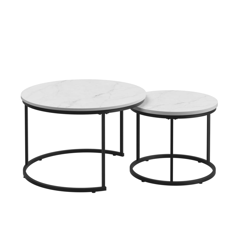 Tables d'appoint plateau effet marbre – Lot de 2