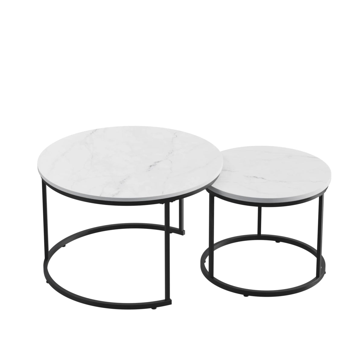 Tables d'appoint plateau effet marbre – Lot de 2